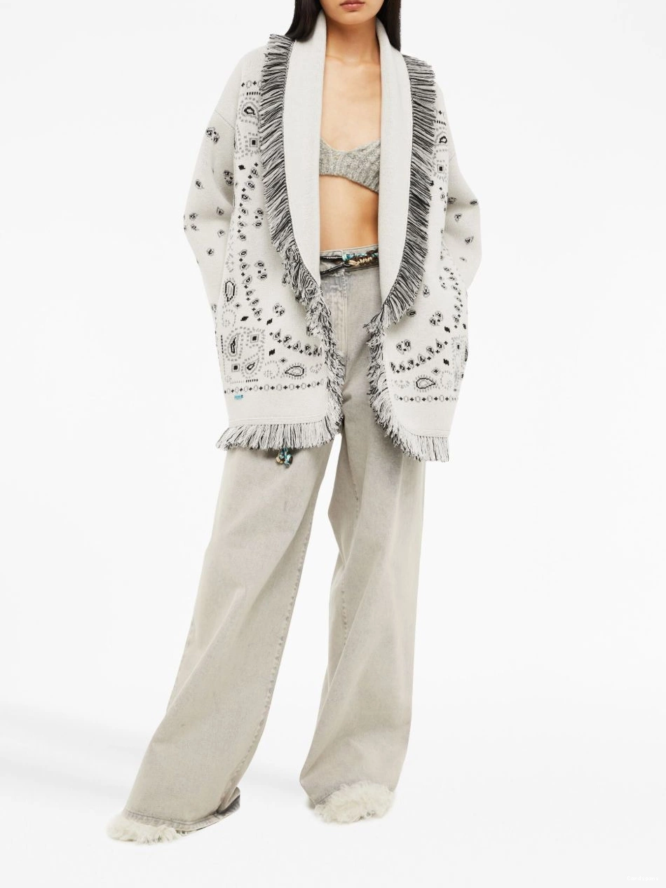 Cheap Jacquard cashmere Bandana cardigan Alanui Women fringed 0721